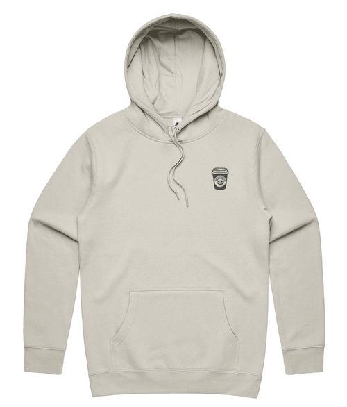 Coffee Cup heavyweight hoodie with embroidered chest design