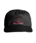 Just a Phase black embroidered five-panel cap – front